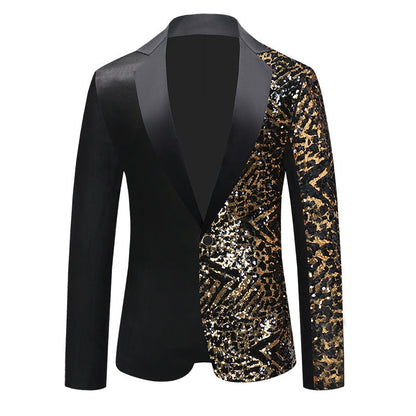 Veste de Fête pour Homme Ajustée Chic à Revers Cranté, Boutonnage Simple Un Bouton avec Paillettes