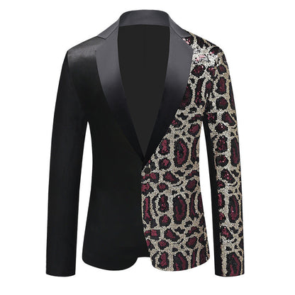 Veste de Fête pour Homme Ajustée Chic à Revers Cranté, Boutonnage Simple Un Bouton avec Paillettes