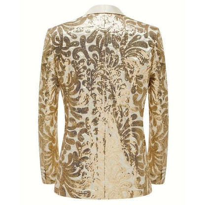 Veste de Fête pour Homme à Coupe Ajustée avec Revers Châle, Boutonnage Simple à Un Bouton et Applications de Sequins