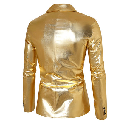 Veste de Soirée pour Homme Métallisée à Revers en Pointe, Ajustée, Double Boutonnage à Six Boutons