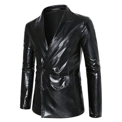 Veste de Soirée pour Homme Métallisée à Revers en Pointe, Ajustée, Double Boutonnage à Six Boutons
