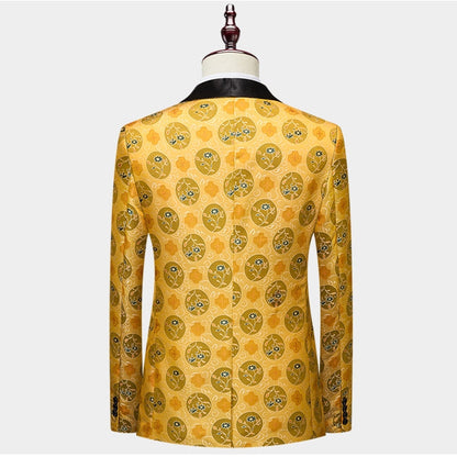 Costume de Fête pour Homme 2 Pièces Ajusté avec Revers Châle, Un Bouton, Broderie