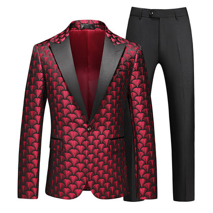 Costumes de Fête pour Hommes 2 Pièces à Revers Pointu Ajusté, Boutonnage Simple et Broderie