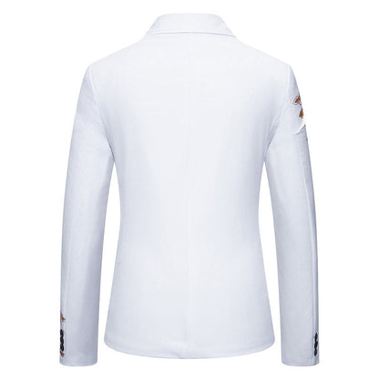 Veste de Fête pour Homme à Coupe Ajustée, Col à Revers Cranté, Un Bouton, Imprimé Floral à Simple Boutonnage