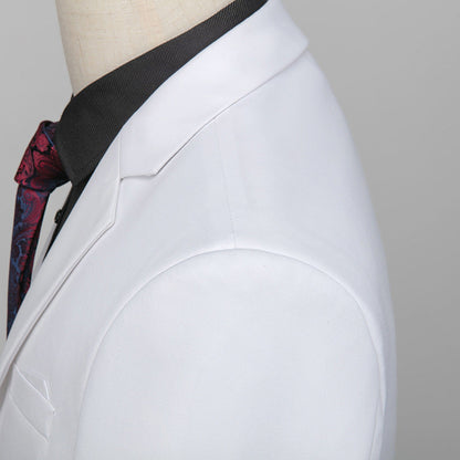 Costumes de Fête pour Hommes 3 Pièces à Coupe Ajustée, Revers Cranté, Veste à Deux Boutons et Simple Boutonnage