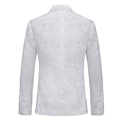 Costume de Fête pour Homme 2 Pièces à Revers Pointus Ajusté, Double Boutonnage Six Boutons en Jacquard