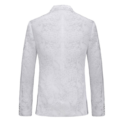 Costume de Soirée en Jacquard 2 Pièces pour Homme, Coupe Ajustée, Revers en Pointe & 6 Boutons