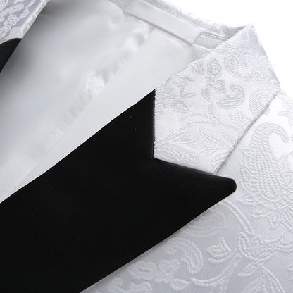 Costume de Soirée en Jacquard 2 Pièces pour Homme, Coupe Ajustée, Revers en Pointe & 6 Boutons