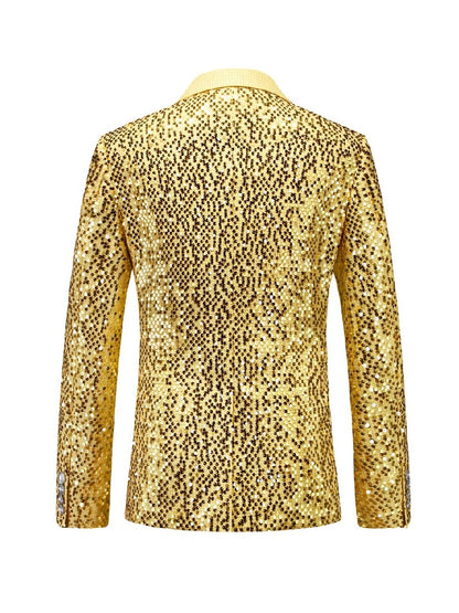 Veste de Soirée à Paillettes pour Homme, Coupe Ajustée, Revers à Crans & 1 Bouton