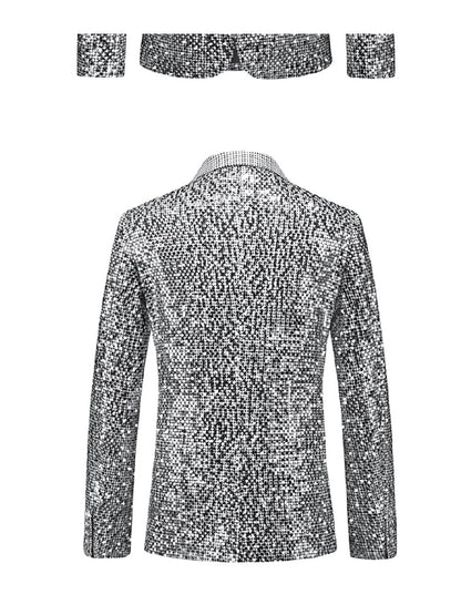 Veste de Soirée à Paillettes pour Homme, Coupe Ajustée, Revers à Crans & 1 Bouton