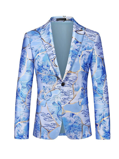 Veste de Soirée Imprimée pour Homme, Coupe Ajustée, Revers à Crans & 1 Bouton