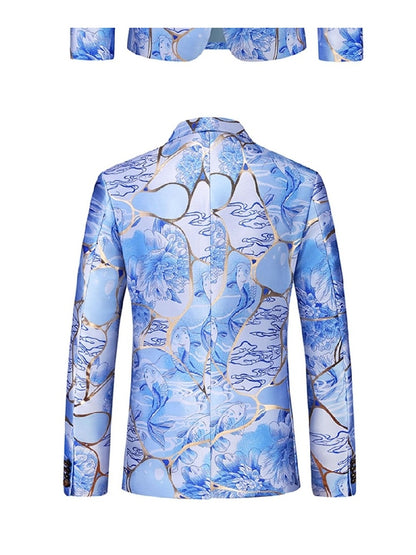 Veste de Soirée Imprimée pour Homme, Coupe Ajustée, Revers à Crans & 1 Bouton