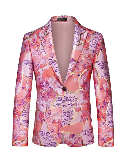 Veste de Soirée Imprimée pour Homme, Coupe Ajustée, Revers à Crans & 1 Bouton