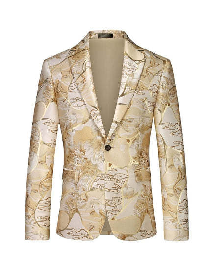 Veste de Soirée Imprimée pour Homme, Coupe Ajustée, Revers à Crans & 1 Bouton
