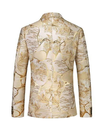 Veste de Soirée Imprimée pour Homme, Coupe Ajustée, Revers à Crans & 1 Bouton