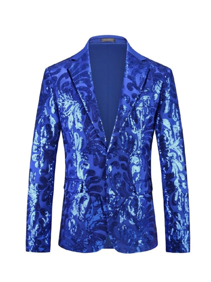 Veste de Soirée à Imprimé Paillettes pour Homme, Coupe Ajustée, Revers à Crans & 1 Bouton
