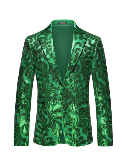 Veste de Soirée à Imprimé Paillettes pour Homme, Coupe Ajustée, Revers à Crans & 1 Bouton