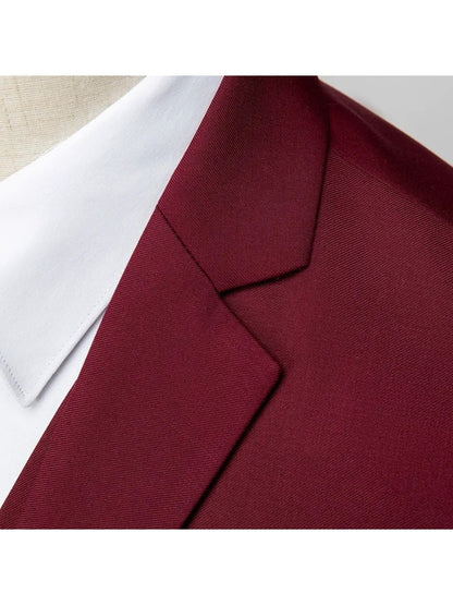 Costume de Mariage 3 Pièces pour Homme, Coupe Ajustée & Boutonnage Croisé à 2 Boutons, Couleur Unie