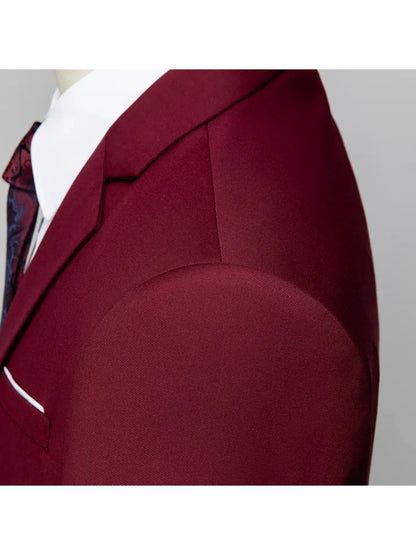 Costume de Mariage 3 Pièces pour Homme, Coupe Ajustée & Boutonnage Croisé à 2 Boutons, Couleur Unie