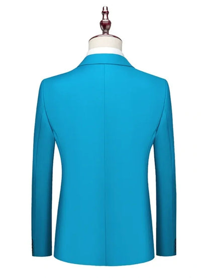 Costume Décontracté 2 Pièces pour Homme, Coupe Ajustée à 2 Boutons, Couleur Unie