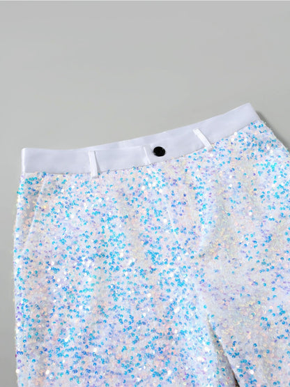 Costume Décontracté 2 Pièces à Paillettes pour Homme, Coupe Ajustée à 1 Bouton