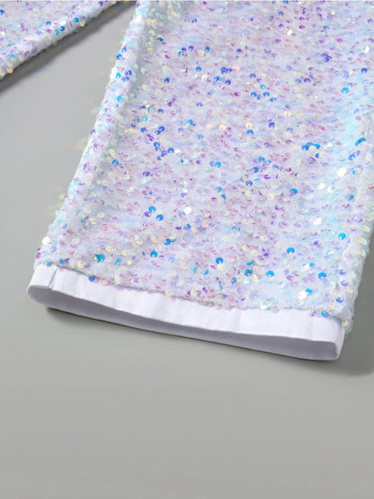 Costume Décontracté 2 Pièces à Paillettes pour Homme, Coupe Ajustée à 1 Bouton