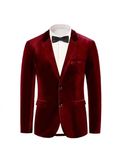 Veste de Soirée en Velours pour Homme, Coupe Ajustée, Revers à Crans & 2 Boutons