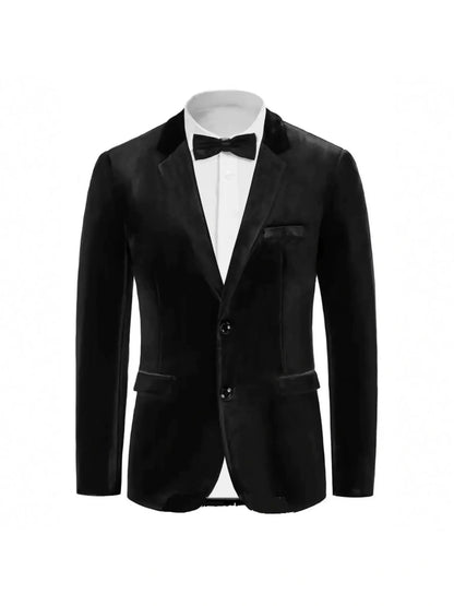 Veste de Soirée en Velours pour Homme, Coupe Ajustée, Revers à Crans & 2 Boutons