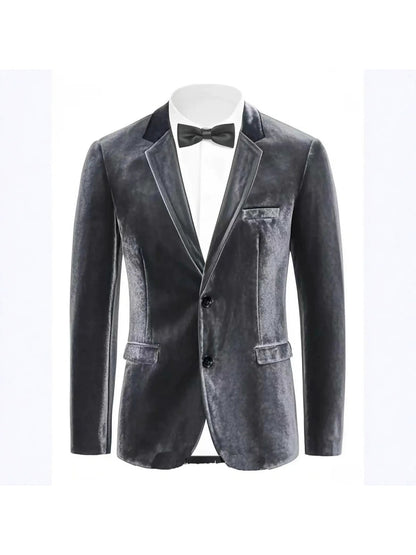 Veste de Soirée en Velours pour Homme, Coupe Ajustée, Revers à Crans & 2 Boutons