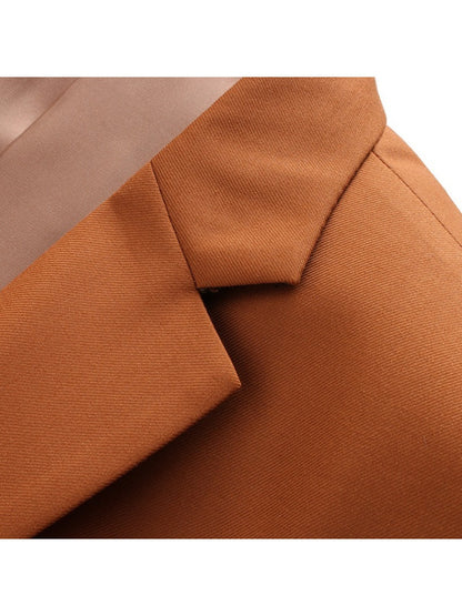 Costume de Soirée 2 Pièces pour Homme, Coupe Ajustée, Revers à Crans, 1 Bouton & Couleur Unie