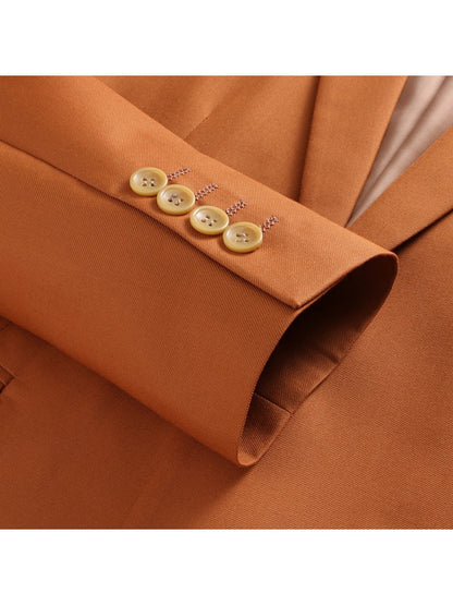 Costume de Soirée 2 Pièces pour Homme, Coupe Ajustée, Revers à Crans, 1 Bouton & Couleur Unie