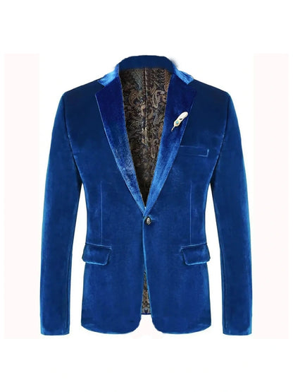Veste de Soirée en Velours pour Homme, Coupe Ajustée, Revers à Crans & 1 Bouton