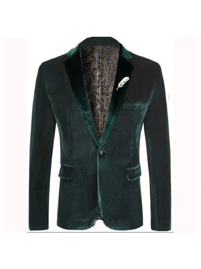 Veste de Soirée en Velours pour Homme, Coupe Ajustée, Revers à Crans & 1 Bouton
