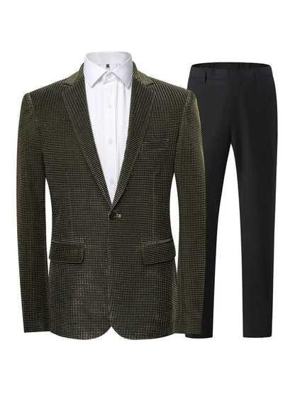 Ensemble de Soirée 2 Pièces à Revers à Crans, Coupe Ajustée, Veste à 1 Bouton