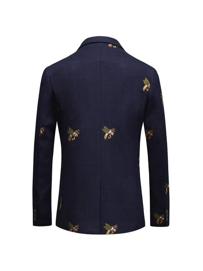 Veste de Soirée pour Homme avec Broderies, Coupe Ajustée, Revers à Crans & 1 Bouton