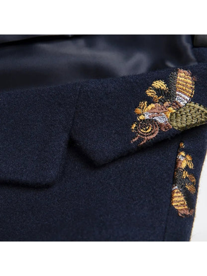 Veste de Soirée pour Homme avec Broderies, Coupe Ajustée, Revers à Crans & 1 Bouton