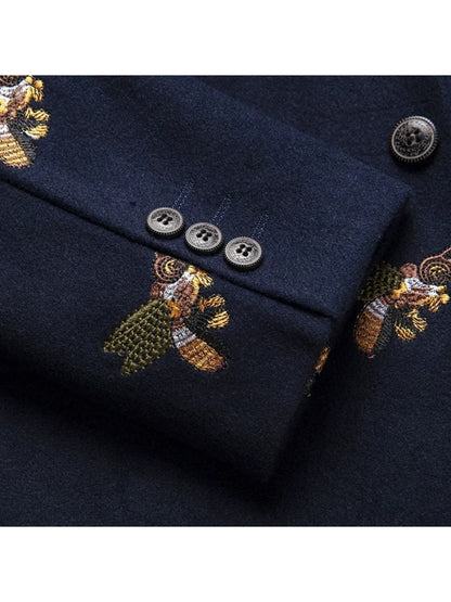 Veste de Soirée pour Homme avec Broderies, Coupe Ajustée, Revers à Crans & 1 Bouton