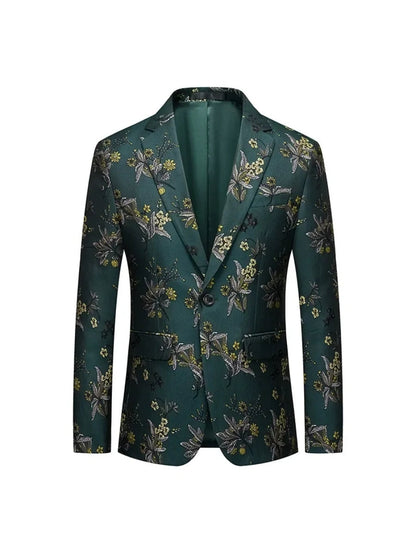 Veste de Soirée pour Homme avec Broderie Florale, Coupe Ajustée, Revers à Crans & 1 Bouton