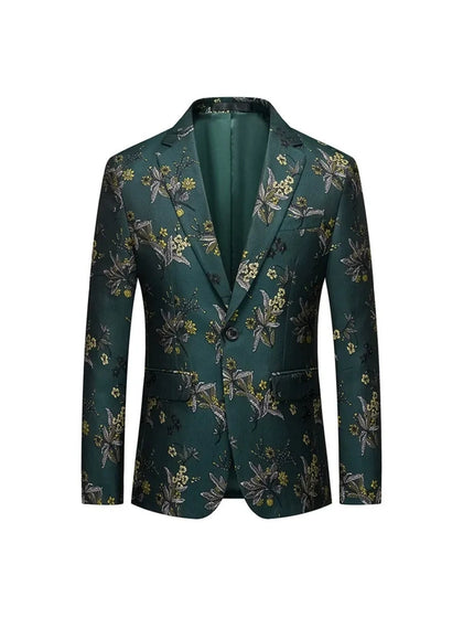 Coupe Ajustée Revers à Crans Boutonnage Simple à Un Bouton Veste de Soirée pour Homme avec Fleur Broderie