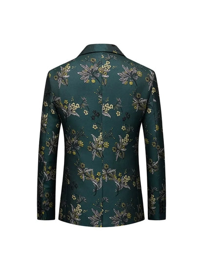 Veste de Soirée pour Homme avec Broderie Florale, Coupe Ajustée, Revers à Crans & 1 Bouton