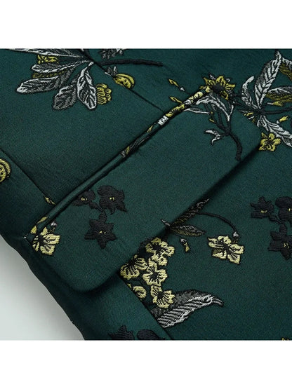 Veste de Soirée pour Homme avec Broderie Florale, Coupe Ajustée, Revers à Crans & 1 Bouton