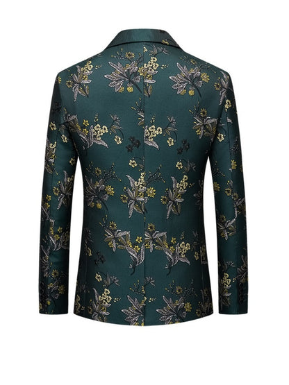 Veste de Soirée pour Homme avec Broderie Florale, Coupe Ajustée, Revers à Crans & 1 Bouton