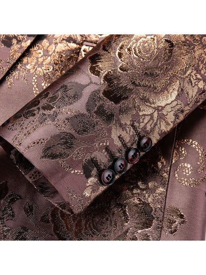 Veste de Soirée pour Homme à Imprimé Doré, Coupe Ajustée, Revers à Crans & 1 Bouton