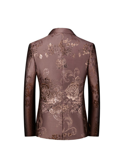 Veste de Soirée pour Homme à Imprimé Doré, Coupe Ajustée, Revers à Crans & 1 Bouton
