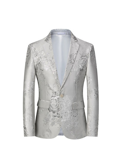 Veste de Soirée pour Homme à Imprimé Doré, Coupe Ajustée, Revers à Crans & 1 Bouton