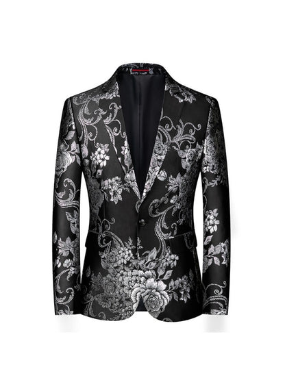 Veste de Soirée pour Homme à Imprimé Doré, Coupe Ajustée, Revers à Crans & 1 Bouton