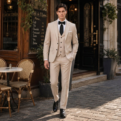 Coupe Ajustée Simple Boutonnage Deux Boutons 3 Pièces Solide Coloré Costumes de Mariage pour Homme