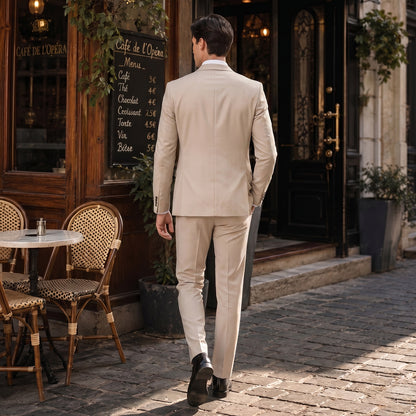 Costume de Mariage 3 Pièces pour Homme, Coupe Ajustée à 2 Boutons, Couleur Unie