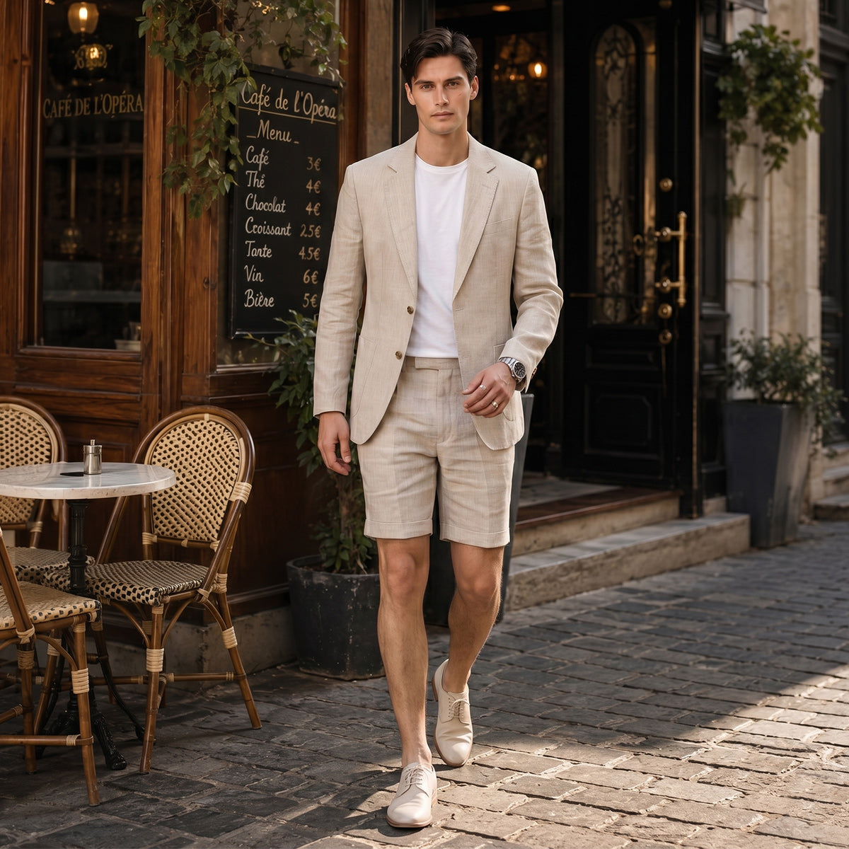Costume de Mariage d'Été 2 Pièces pour Hommes, Coupe Ajustée à 2 Boutons, Couleur Unie