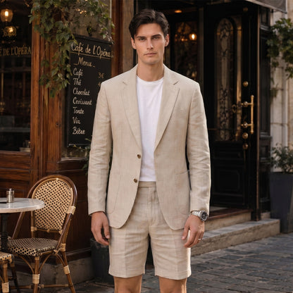 Costume de Mariage d'Été 2 Pièces pour Hommes, Coupe Ajustée à 2 Boutons, Couleur Unie